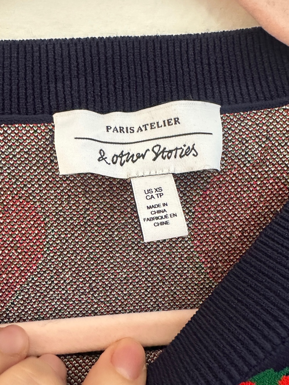 & OTHER STORIES | Strawberry Short Sleeve Sweater In Navy w/ Strawberry Jacquard - Picture 8 of 10